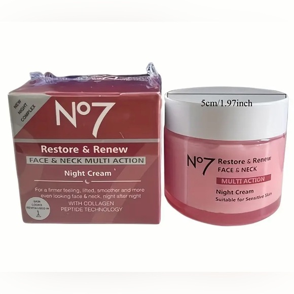 No7 Restore & Renew Night Cream Face and Neck Multi Action - Picture 1 of 9